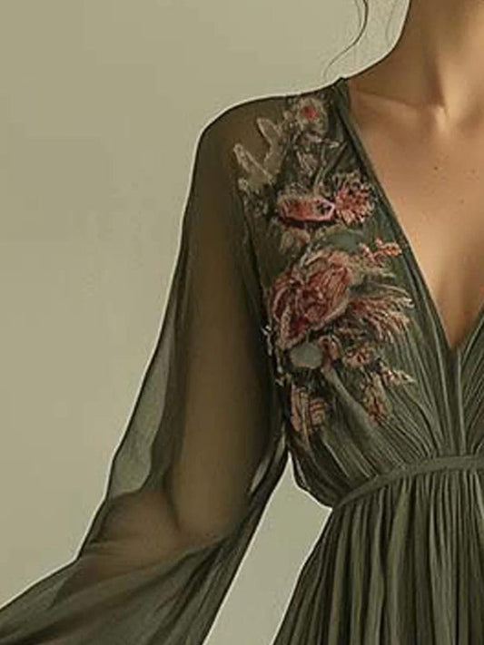Vestido Floral de Gasa con Silueta Fluida