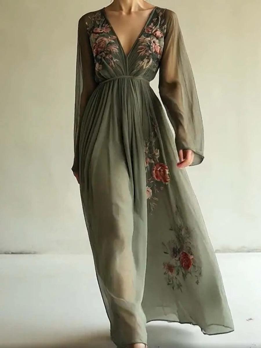 Vestido Floral de Gasa con Silueta Fluida