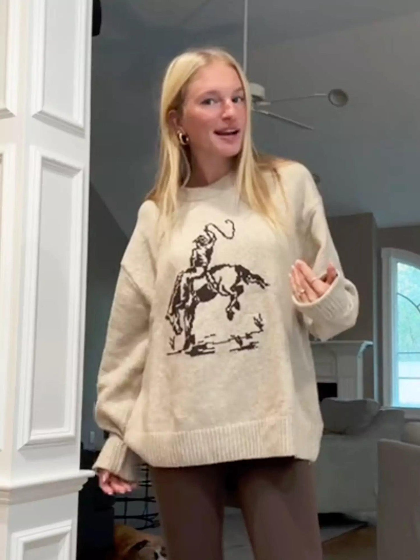 Jersey de punto con gráfico estilo western