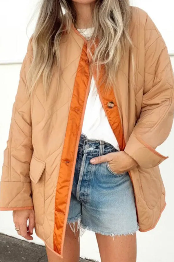 Chaqueta casual de algodón con bloques de color