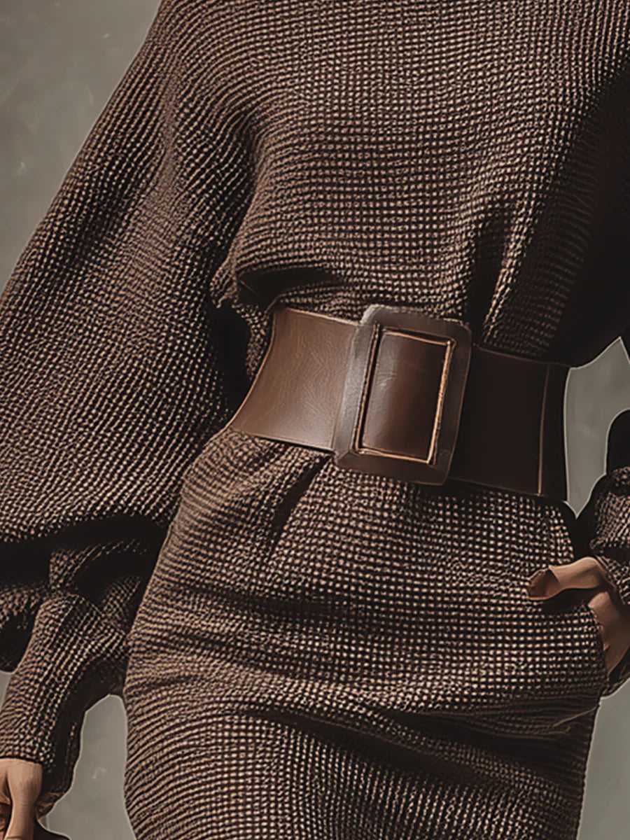 Vestido Mini Marrón Oscuro Versátil