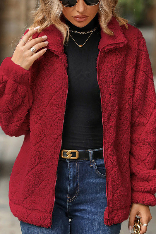 Eline™ Chaqueta de felpa con motivo de diamante