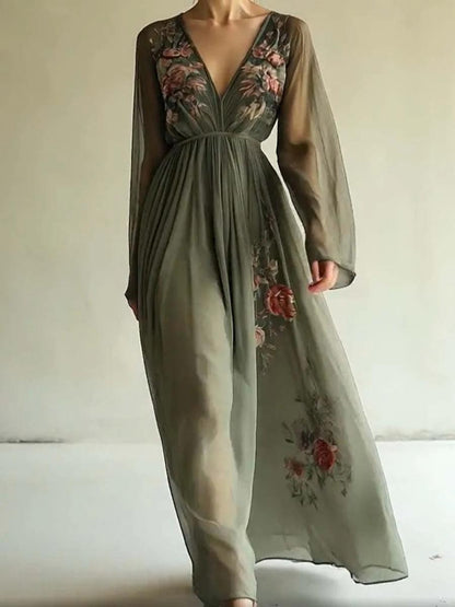 Vestido Floral de Gasa con Silueta Fluida