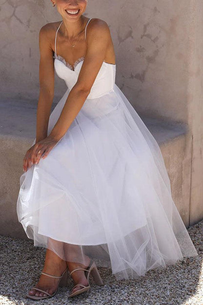 Vestido princesa contemporánea de tul con tirantes