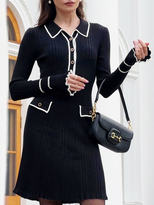 Vestido Mini de Punto Estilo Chanel con Colores en Contraste