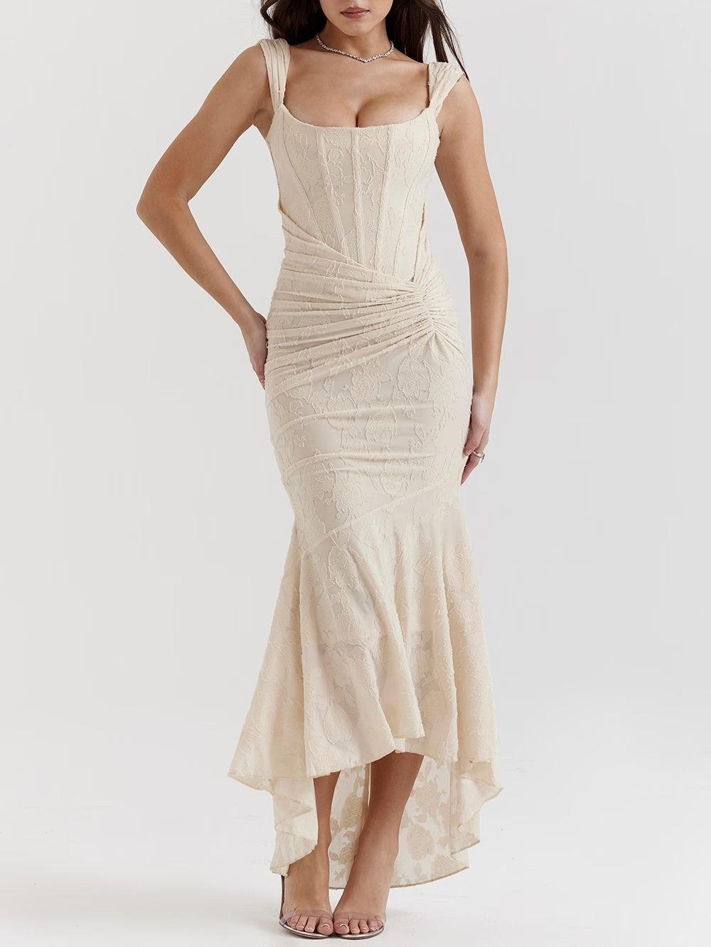 Vestido azul floral largo Cesca