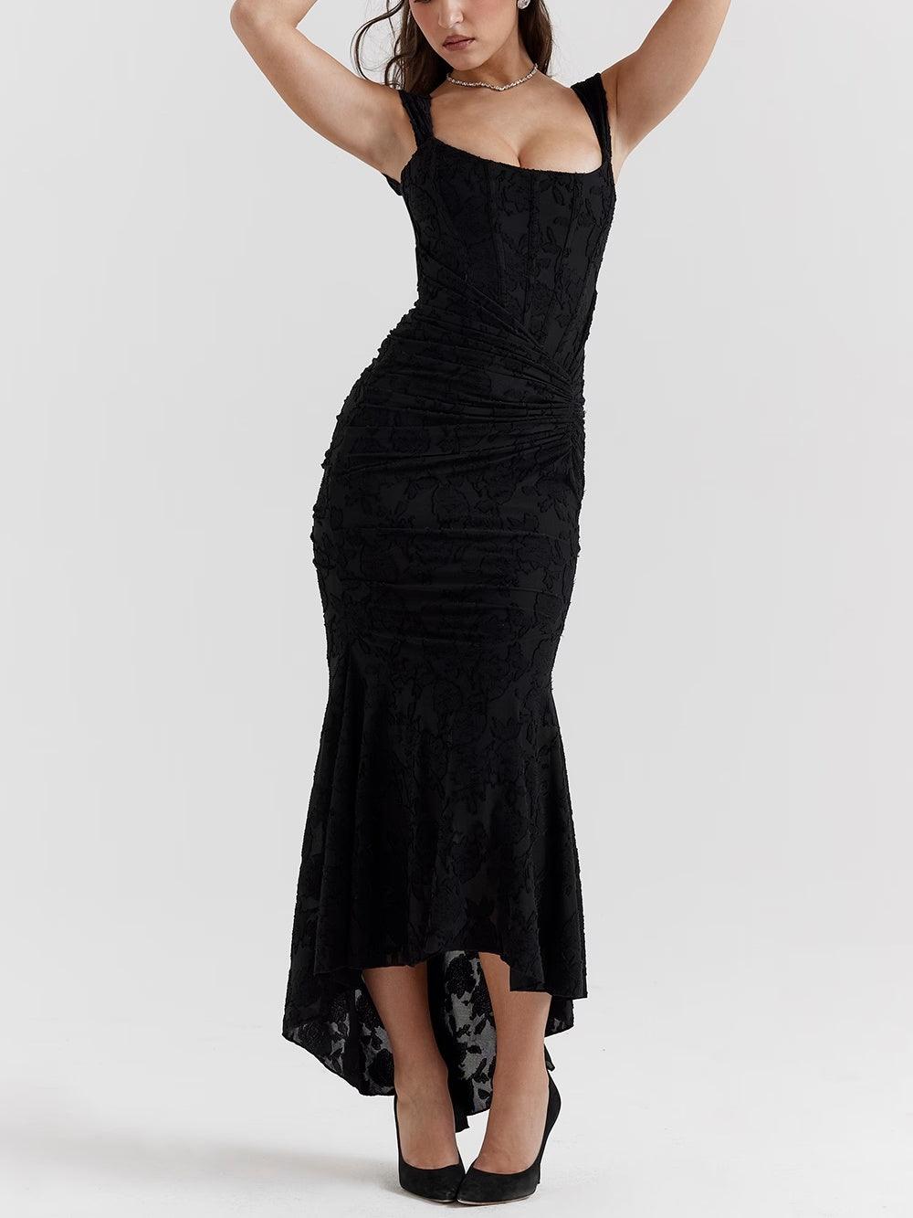 Vestido azul floral largo Cesca