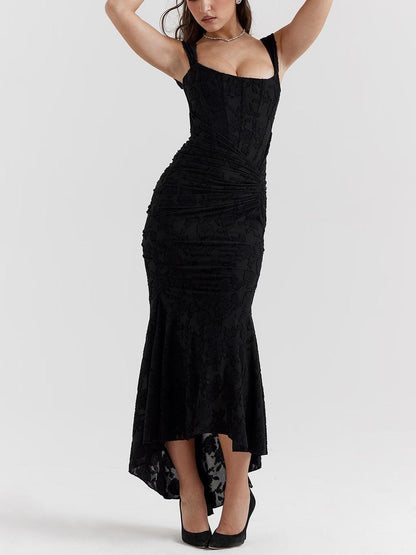 Vestido azul floral largo Cesca