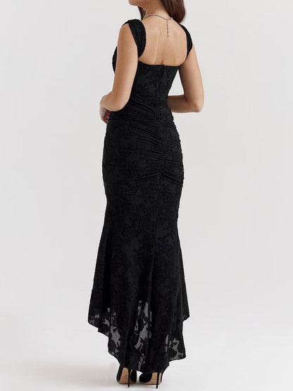 Vestido azul floral largo Cesca