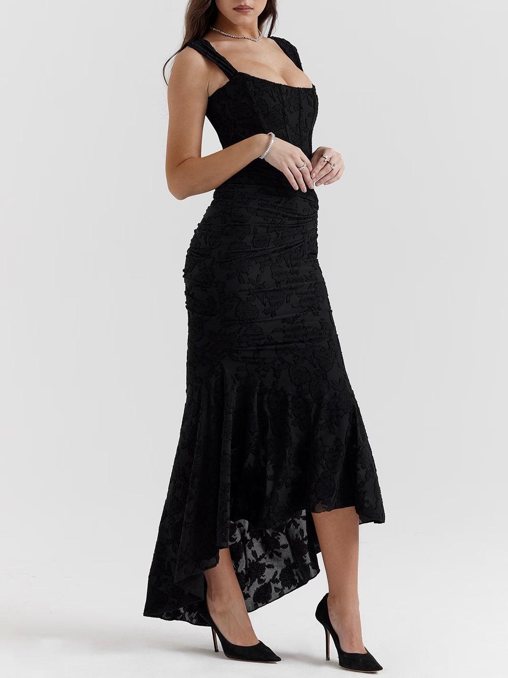 Vestido azul floral largo Cesca