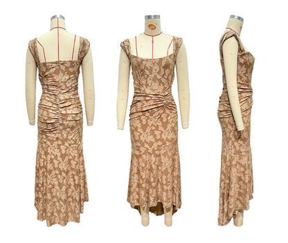 Vestido maxi floral marrón rosado