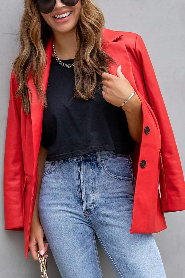 Blazer efecto piel con bolsillos FASHION AFFAIRS