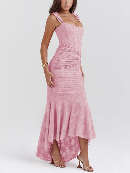 Vestido azul floral largo Cesca