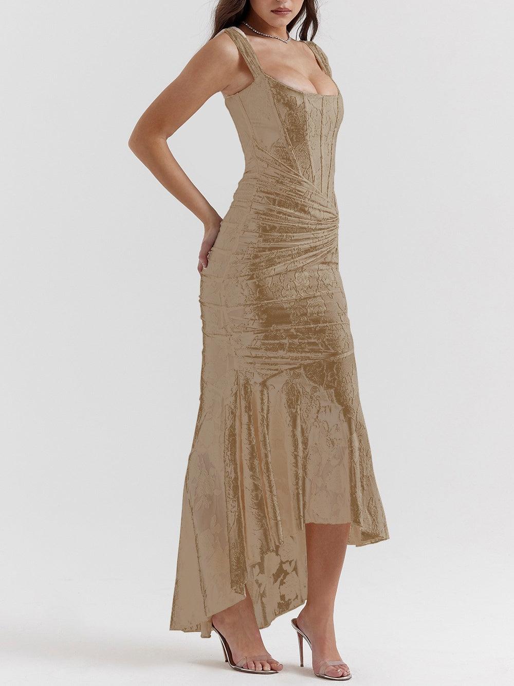 Vestido maxi floral marrón rosado