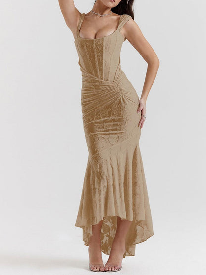 Vestido maxi floral marrón rosado