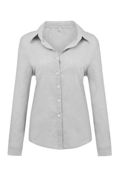Blusa casual de botones con cuello camisero