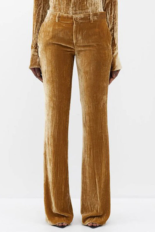 Pantalón acampanado elegante de talle alto con botones