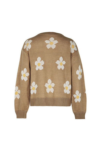 Jersey jacquard de flores de otoño e invierno