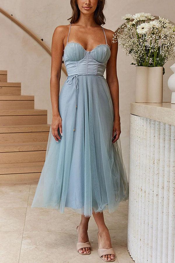 Vestido princesa contemporánea de tul con tirantes