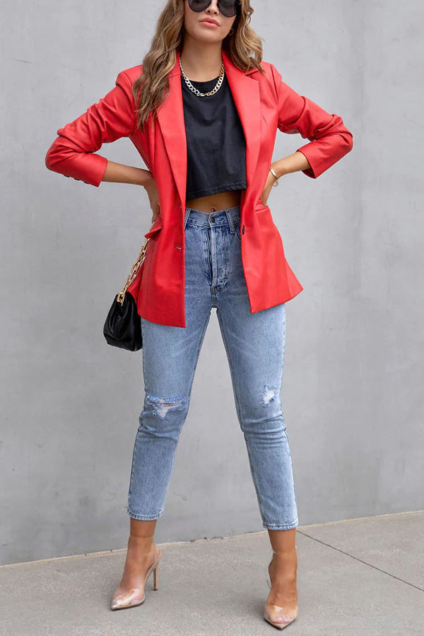 Blazer efecto piel con bolsillos FASHION AFFAIRS