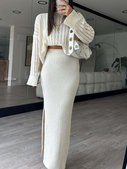 Jersey de punto con cuello redondo y aberturas