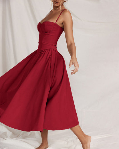 Vestido largo estilo corsé con tirantes finos