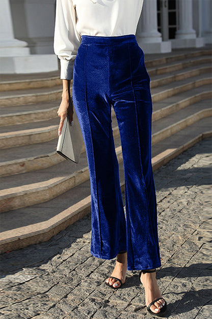 Pantalón elegante acampanado de cintura alta con diseño patchwork