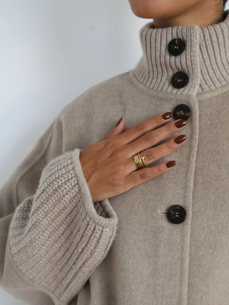 Élise™ | Abrigo Vintage de Cuello Alto de Cachemira