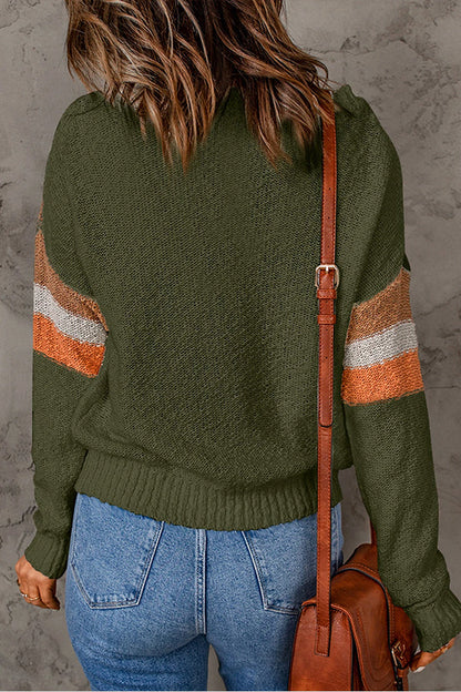 Suéter casual de punto con manga caída y motivo chevron