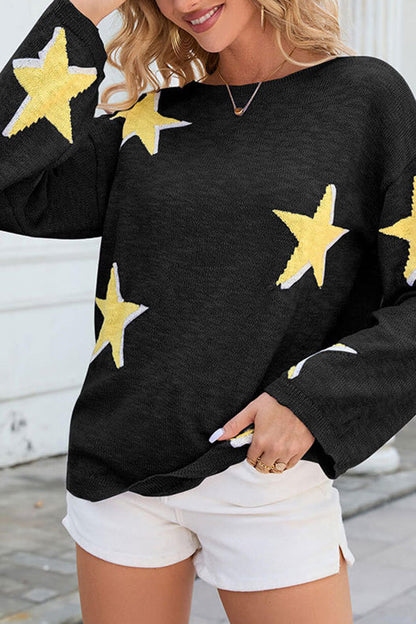 Jersey de punto con estrellas de cinco puntas