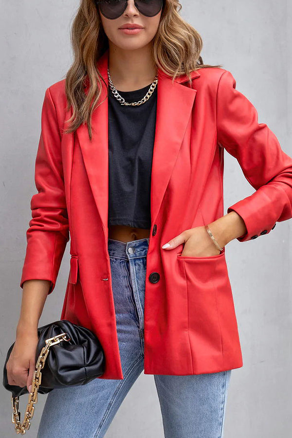 Blazer efecto piel con bolsillos FASHION AFFAIRS