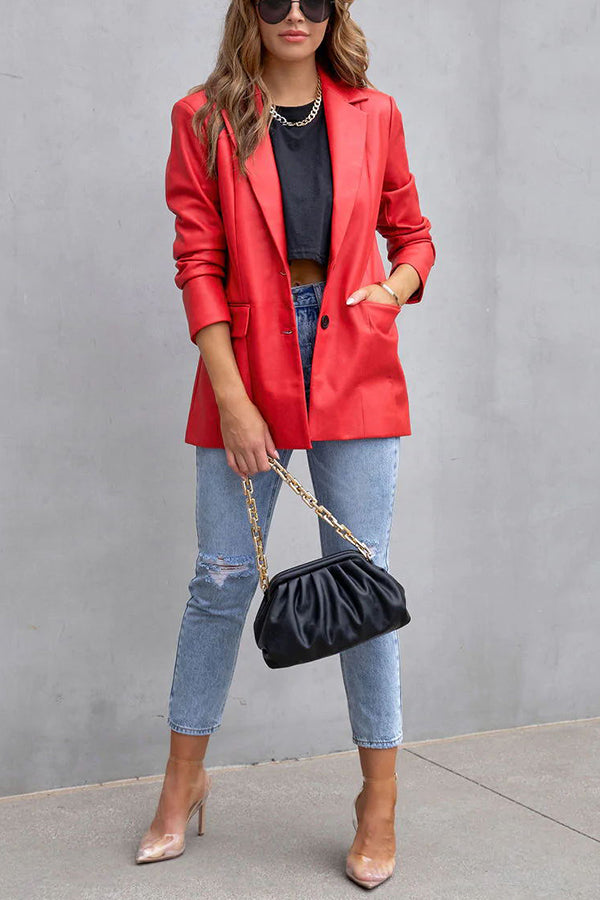 Blazer efecto piel con bolsillos FASHION AFFAIRS