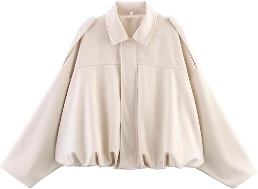 Chaqueta piloto corta de gamuza sintética con solapa