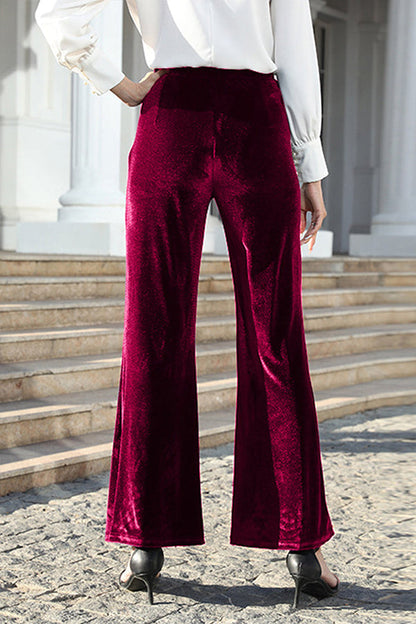 Pantalón elegante acampanado de cintura alta con diseño patchwork