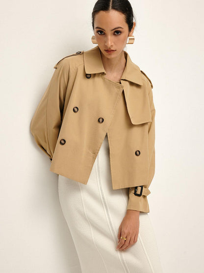 Sienna™ Trench largo cruzado con solapa