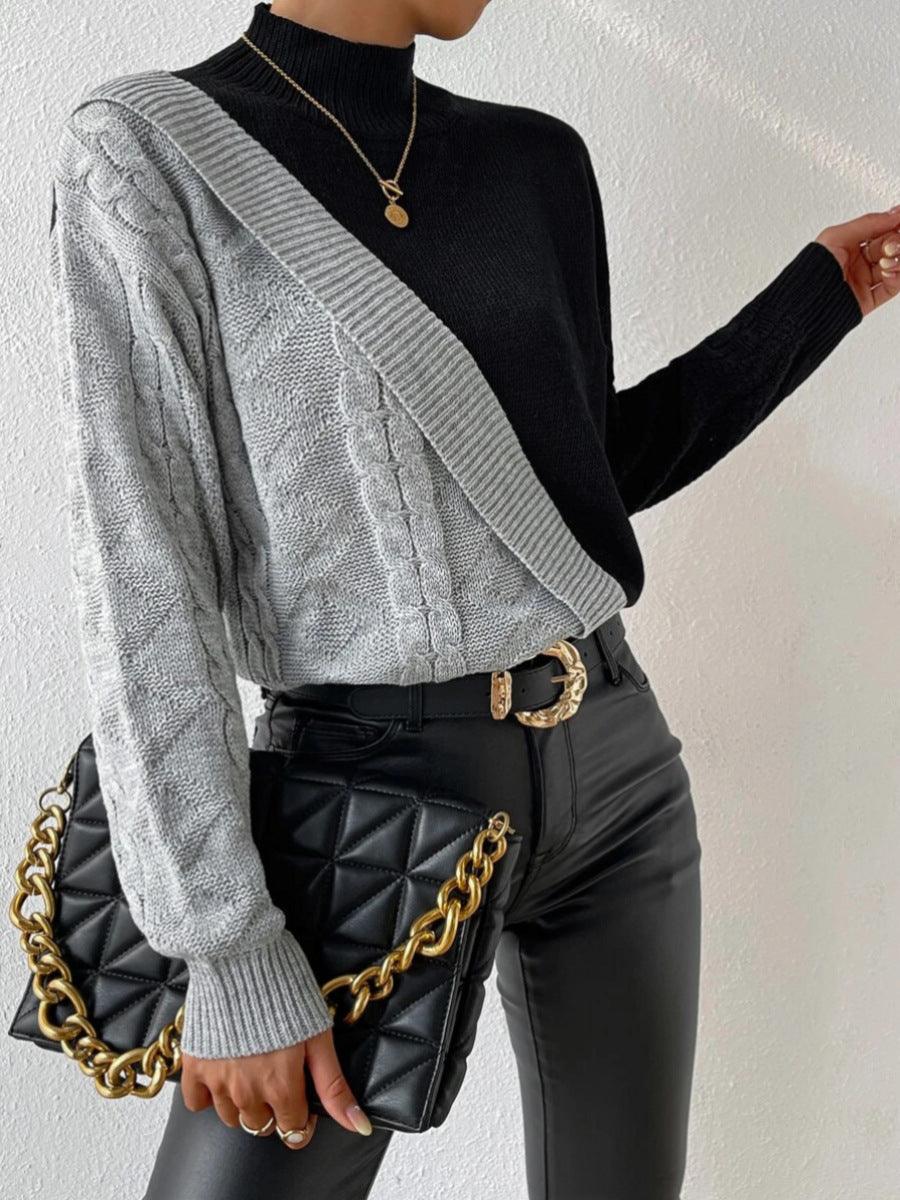 Jersey de punto con bloques de color asimétricos