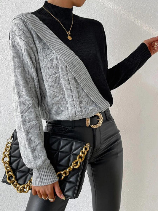 Jersey de punto con bloques de color asimétricos