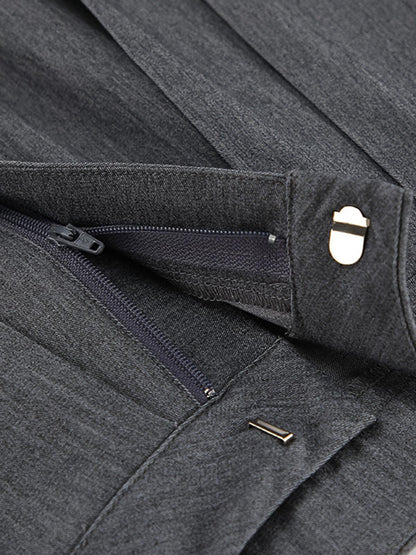 Pantalón largo de cintura alta con pliegues