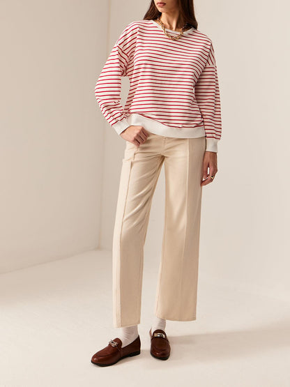 Sudadera a rayas con ribete en contraste