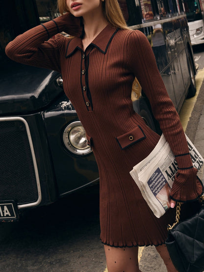 Vestido Mini de Punto Estilo Chanel con Colores en Contraste