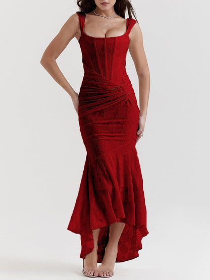 Vestido azul floral largo Cesca