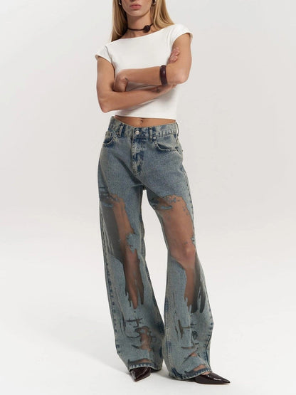 Liora™ | Jeans Transparentes Blue Mesh