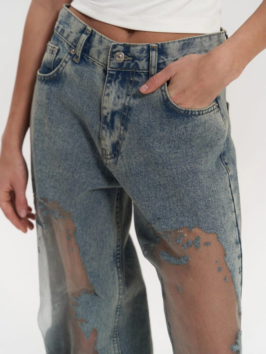 Liora™ | Jeans Transparentes Blue Mesh