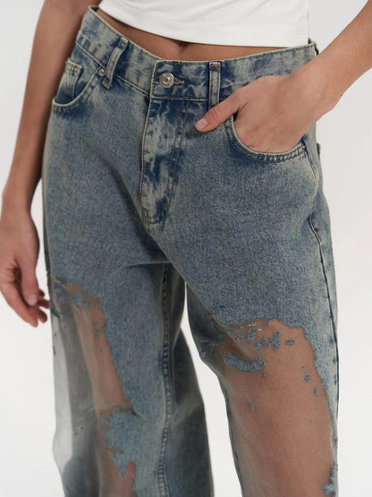 Liora™ | Jeans Transparentes Blue Mesh