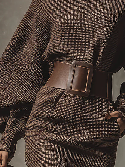 Vestido Mini Marrón Oscuro Versátil