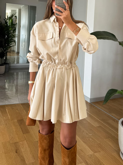 Vestido Camisero Corto con Cintura Ajustada