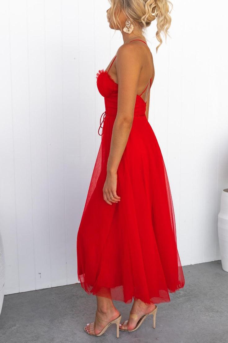 Vestido princesa contemporánea de tul con tirantes