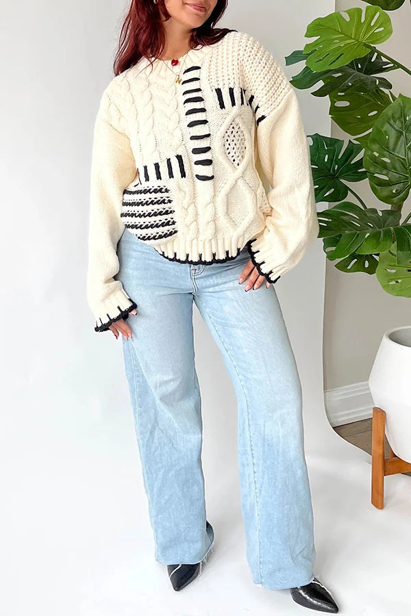 Jersey patchwork de punto contrastado