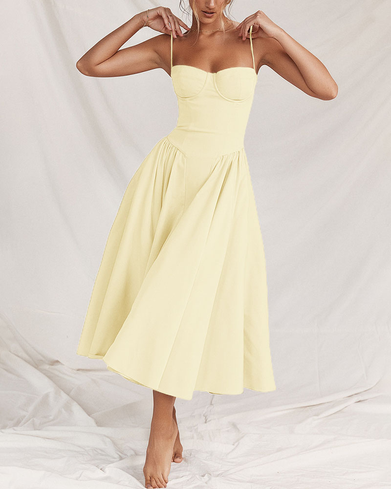 Vestido largo estilo corsé con tirantes finos