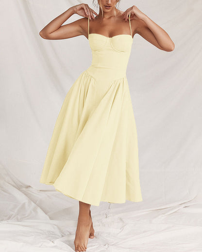 Vestido largo estilo corsé con tirantes finos